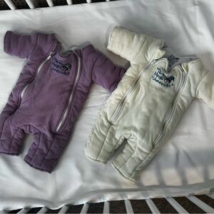 Purple and Cream Merlin sleepsuits